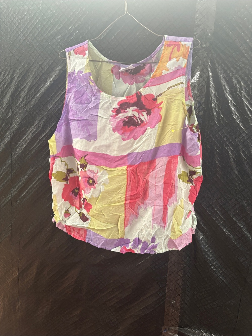 Click by color me cotton made in USA Floral Sleeveless Tank Top - Pink & Purple